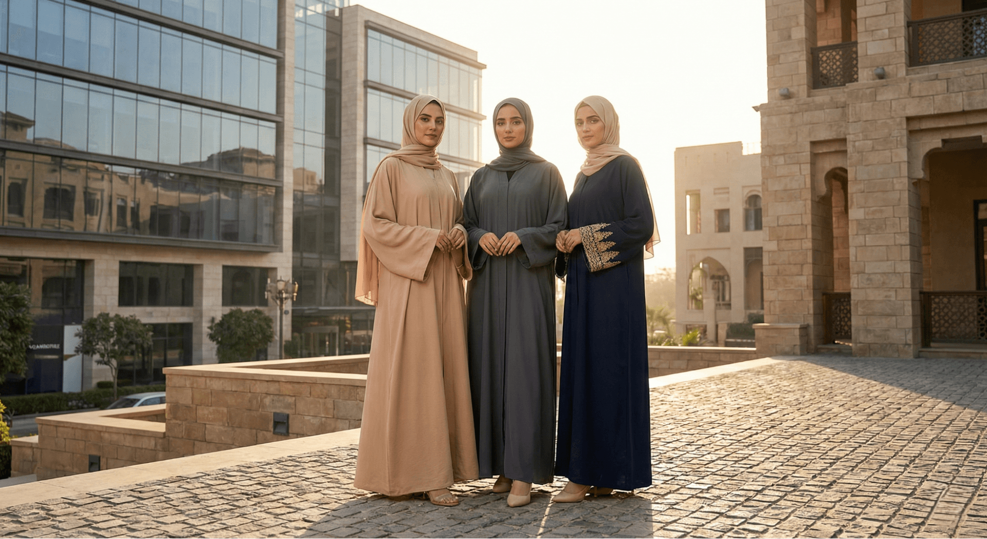 Pakistani women wearing kimono, minimalist, and embroidered sleeve abayas
