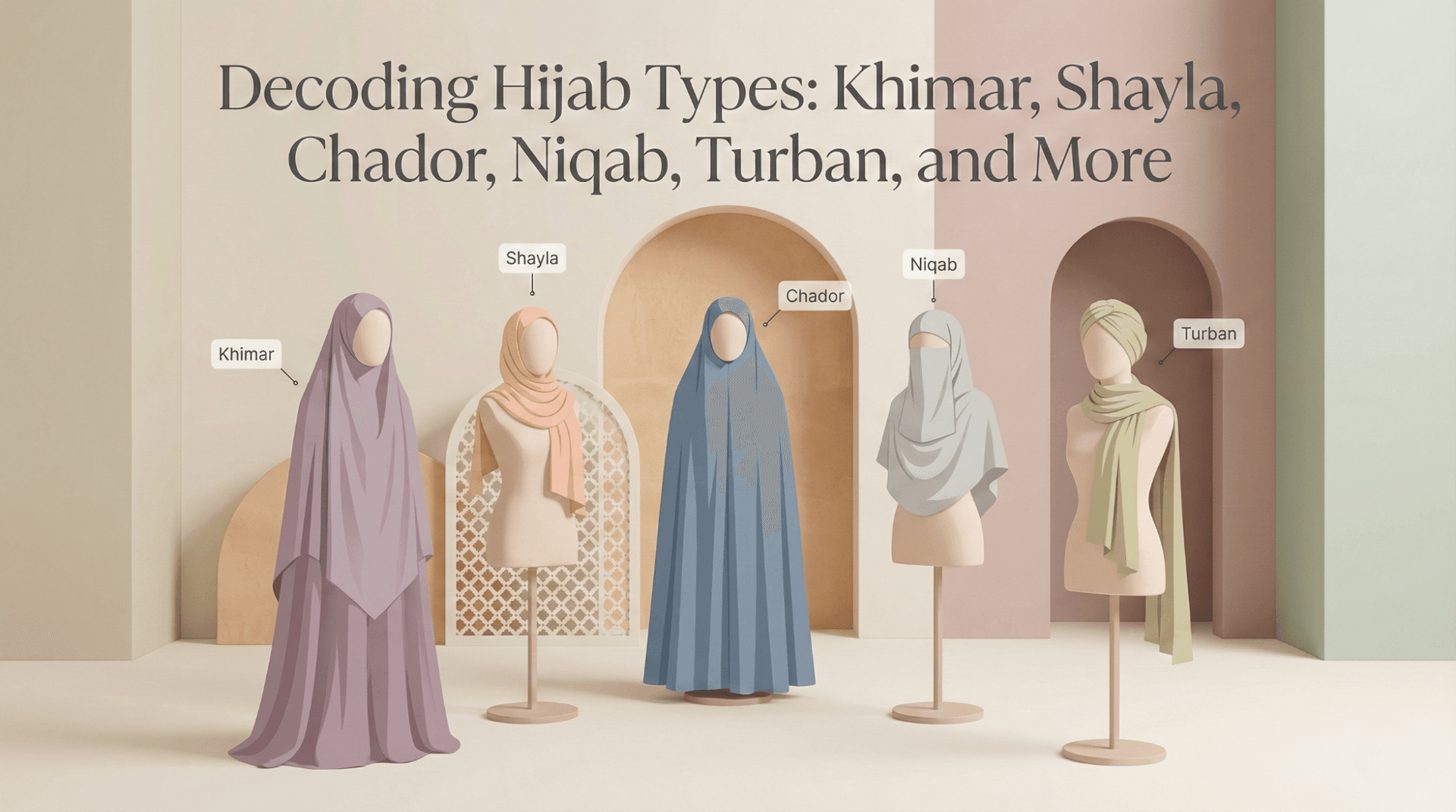 Decoding Hijab Types: Khimar, Shayla, Chador, Niqab, Turban, and More