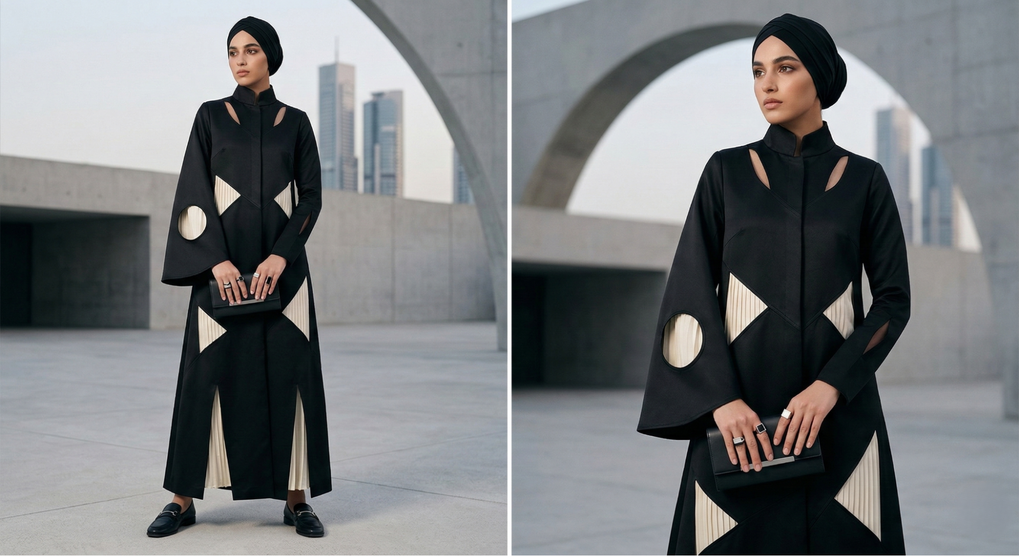 Modern stylish abaya providing full coverage for modest fashion